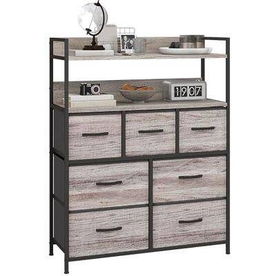 HOMCOM Commode Chambre Meuble de Rangement Commode 7 tiroirs en Tissu Pliables et Amovibles avec étagères Ouvertes et Cadre en Acier, chiffonnier pour Salon, Chambre, entrée, Gris - Publicité HOMCOM Commode Chambre Meuble de Rangement Commode 7 tiroirs en Tissu Pliables et Amovibles avec étagères Ouvertes et Cadre en Acier, chiffonnier pour Salon, Chambre, entrée, Gris - Publicité