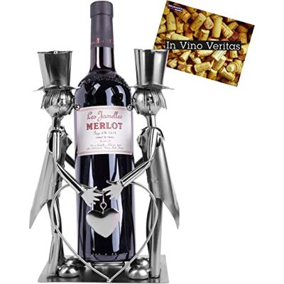 BRUBAKER Porte-Bouteilles de Vin Couple de Mariés Humide Objet de Décoration Métal avec Carte de Vœux pour Vadeau de Mariage - Publicité BRUBAKER Porte-Bouteilles de Vin Couple de Mariés Humide Objet de Décoration Métal avec Carte de Vœux pour Vadeau de Mariage - Publicité