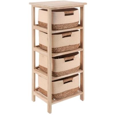 TENDANCE Meuble en Paulownia 4 Paniers en Matière Végétale et Coton Naturel/Beige Salle de Bain Meubles Bois Montés - Publicité TENDANCE Meuble en Paulownia 4 Paniers en Matière Végétale et Coton Naturel/Beige Salle de Bain Meubles Bois Montés - Publicité