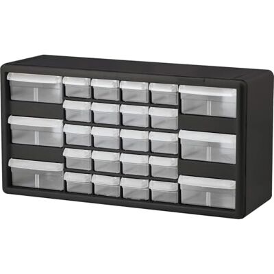 Akro-Mils 10126 26-Drawer Plastic Drawer Storage Cabinet for Garage Organization, Teacher Toolbox, Makeup Organizer, and More, 50,8 cm W x 16 cm D x 26 cm H, Black - Publicité Akro-Mils 10126 26-Drawer Plastic Drawer Storage Cabinet for Garage Organization, Teacher Toolbox, Makeup Organizer, and More, 50,8 cm W x 16 cm D x 26 cm H, Black - Publicité