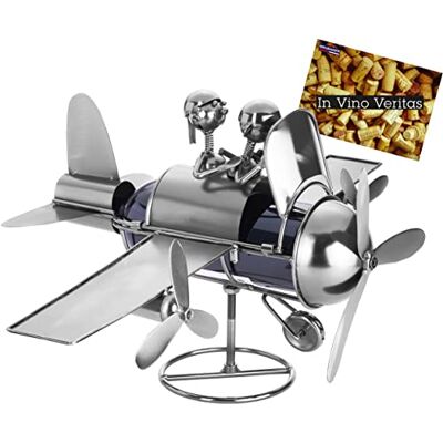 BRUBAKER Porte-Bouteille de vin Couple dans Avion/Pilote Métal Carte de vœux Incluse Idée Cadeau Originale Objet décoratif - Publicité BRUBAKER Porte-Bouteille de vin Couple dans Avion/Pilote Métal Carte de vœux Incluse Idée Cadeau Originale Objet décoratif - Publicité