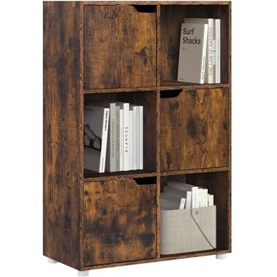 WOLTU Bibliothèque Étagère de Rangement, Meuble Cube 59,6x29x91cm, en MDF, pour Salon, Bureau, avec 3 Portes, 6 Compartiments, Marron Rustique, Marron Rustique - Publicité WOLTU Bibliothèque Étagère de Rangement, Meuble Cube 59,6x29x91cm, en MDF, pour Salon, Bureau, avec 3 Portes, 6 Compartiments, Marron Rustique, Marron Rustique - Publicité