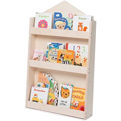 moblì Dotty by ® La bibliothèque Montessorienne pour Enfants en Bois Naturel Etagères à 3 hauteurs Positionnement Frontal des Livres Peu encombrant Made in Italy (Bois Naturel, Maisonnette) - Publicité moblì Dotty by ® La bibliothèque Montessorienne pour Enfants en Bois Naturel Etagères à 3 hauteurs Positionnement Frontal des Livres Peu encombrant Made in Italy (Bois Naturel, Maisonnette) - Publicité