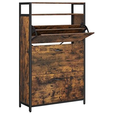 VASAGLE Meuble à Chaussures, Porte-chaussures Fin, Meuble de Rangement à 3 Abattants, pour 15-24 Paires, Anti-poussière, 30 x 80 x 130 cm, pour Entrée, Marron Rustique et Noir LBS802B01 - Publicité VASAGLE Meuble à Chaussures, Porte-chaussures Fin, Meuble de Rangement à 3 Abattants, pour 15-24 Paires, Anti-poussière, 30 x 80 x 130 cm, pour Entrée, Marron Rustique et Noir LBS802B01 - Publicité