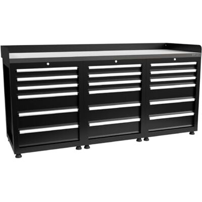 Kraftmeister Établi d'atelier 18 tiroirs INOX 200 cm Noir - Publicité Kraftmeister Établi d'atelier 18 tiroirs INOX 200 cm Noir - Publicité