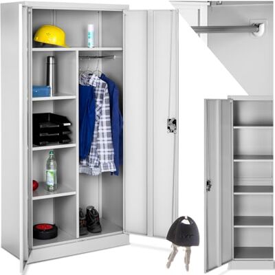 tectake ® Armoire Casier de Rangement Vestiaire Bureau en Metal 180x80x40cm avec 2 Portes verrouillables, 6 étagères de Rangement, Armoire avec Serrure Mobilier Bureau - Publicité tectake ® Armoire Casier de Rangement Vestiaire Bureau en Metal 180x80x40cm avec 2 Portes verrouillables, 6 étagères de Rangement, Armoire avec Serrure Mobilier Bureau - Publicité