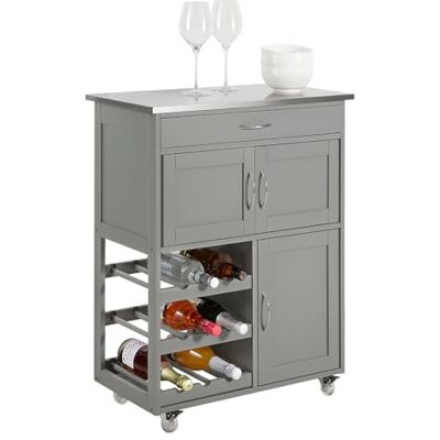 SoBuy Meuble Cuisine à roulettes avec Plan de Travail Desserte Cuisine avec tiroirs, Range-Bouteilles îlot Central Compact pour Cuisine, Salle à Manger et extérieur Gris Clair 67x38x86cm FKW45-HG - Publicité SoBuy Meuble Cuisine à roulettes avec Plan de Travail Desserte Cuisine avec tiroirs, Range-Bouteilles îlot Central Compact pour Cuisine, Salle à Manger et extérieur Gris Clair 67x38x86cm FKW45-HG - Publicité