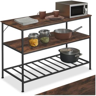 tectake ® Étagère de Cuisine Pratique et Robuste à Trois Niveaux, 120 x 60 x 90,5 cm Meuble Cuisine Style Industriel Sobre, Etagere Bois et Acier, Meuble de Rangement sur Pieds réglables, Bois foncé - Publicité tectake ® Étagère de Cuisine Pratique et Robuste à Trois Niveaux, 120 x 60 x 90,5 cm Meuble Cuisine Style Industriel Sobre, Etagere Bois et Acier, Meuble de Rangement sur Pieds réglables, Bois foncé - Publicité