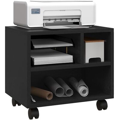 HOMCOM Support d'imprimante Meuble de Rangement Caisson de Bureau Organisateur avec 3 Compartiments Ouverts dim. 40L x 30l x 36H cm en Bois Noir - Publicité HOMCOM Support d'imprimante Meuble de Rangement Caisson de Bureau Organisateur avec 3 Compartiments Ouverts dim. 40L x 30l x 36H cm en Bois Noir - Publicité