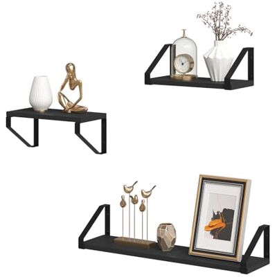 EUGAD Étagère Murale, Étagère Flottante, Lot de 3, Étagère Rangement, Décoration Murale, Style Industriel, Noir - Publicité EUGAD Étagère Murale, Étagère Flottante, Lot de 3, Étagère Rangement, Décoration Murale, Style Industriel, Noir - Publicité