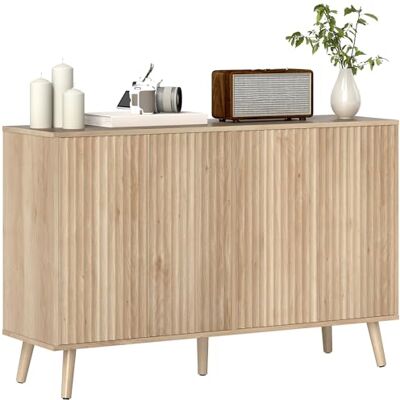 HOMCOM Buffet Salon, Meuble de Rangement avec 4 Portes cannelés à Ouverture par Pression et étagères réglables, Style scandinave, pour Salle à Manger et Cuisine, 120 x 35 x 77,5 cm, chêne - Publicité HOMCOM Buffet Salon, Meuble de Rangement avec 4 Portes cannelés à Ouverture par Pression et étagères réglables, Style scandinave, pour Salle à Manger et Cuisine, 120 x 35 x 77,5 cm, chêne - Publicité