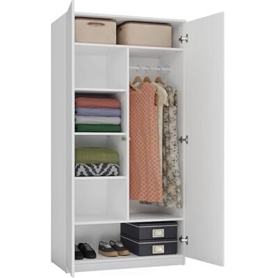 CDF Armoire Penderie Large Chambre Enfant ou Adulte Design Moderne – Tout pour Le Montage Inclus – Rangement Vêtements et Jouets – SD 90 cm Blanc – 2 Portes - Publicité CDF Armoire Penderie Large Chambre Enfant ou Adulte Design Moderne – Tout pour Le Montage Inclus – Rangement Vêtements et Jouets – SD 90 cm Blanc – 2 Portes - Publicité