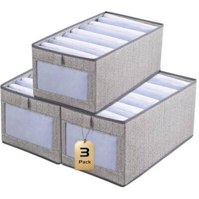 Aiuuee Lot de 3 Boite Rangement Tissu, Panier de Rangement Pliable avec Poignée, Organisateur Armoire Vetement Jouet Snacks (44x30x20,Gris) - Publicité Aiuuee Lot de 3 Boite Rangement Tissu, Panier de Rangement Pliable avec Poignée, Organisateur Armoire Vetement Jouet Snacks (44x30x20,Gris) - Publicité