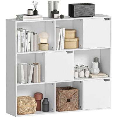 HOMCOM Bibliothèque Étagère de Rangement Étagère de Bureau avec 9 Compartiments cubiques, 3 Portes, 6 étagères Ouvertes Étagère d'affichage pour Home-Office Salon Blanc 106 x 24 x 95 cm - Publicité HOMCOM Bibliothèque Étagère de Rangement Étagère de Bureau avec 9 Compartiments cubiques, 3 Portes, 6 étagères Ouvertes Étagère d'affichage pour Home-Office Salon Blanc 106 x 24 x 95 cm - Publicité