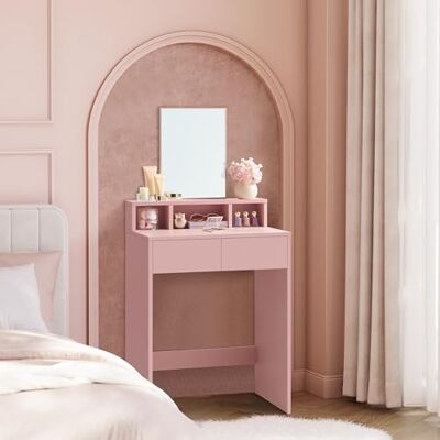 VASAGLE KAILYN Collection Coiffeuse avec Grand Miroir, Table de Maquillage, avec 2 Tiroirs et 3 Compartiments, Coin Beauté, Style Moderne, Rose Bonbon RDT103R01 - Publicité VASAGLE KAILYN Collection Coiffeuse avec Grand Miroir, Table de Maquillage, avec 2 Tiroirs et 3 Compartiments, Coin Beauté, Style Moderne, Rose Bonbon RDT103R01 - Publicité