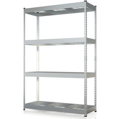 KARAT Étagère de Rangement Lourde Yukon Rivet – Rayonnage en Acier avec tablettes grillagées, capacité de Charge 250 à 350 kg par Niveau (Galvanisé, 180 x 120 x 45 cm 4 Niveaux) - Publicité KARAT Étagère de Rangement Lourde Yukon Rivet – Rayonnage en Acier avec tablettes grillagées, capacité de Charge 250 à 350 kg par Niveau (Galvanisé, 180 x 120 x 45 cm 4 Niveaux) - Publicité