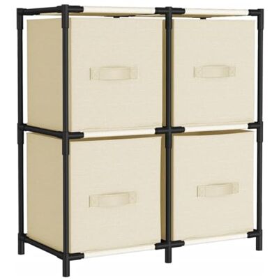 vidaXL Armoire de Rangement 4 Paniers en Tissu Organisateur de Maison Meuble de Rangement Armoire de Salon Intérieur Crème 63x30x71 cm Acier - Publicité vidaXL Armoire de Rangement 4 Paniers en Tissu Organisateur de Maison Meuble de Rangement Armoire de Salon Intérieur Crème 63x30x71 cm Acier - Publicité