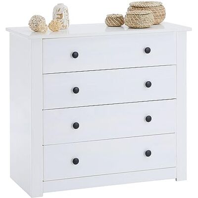 IDIMEX Commode Chambre Paulo L 73 cm en Bois Massif Blanc avec 4 tiroirs, Meuble de Rangement à vêtements pour Chambre Adulte 80 x 73 x 40 cm - Publicité IDIMEX Commode Chambre Paulo L 73 cm en Bois Massif Blanc avec 4 tiroirs, Meuble de Rangement à vêtements pour Chambre Adulte 80 x 73 x 40 cm - Publicité