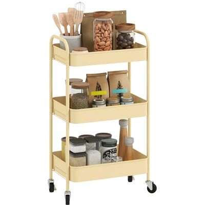 HOMCOM Chariot d'appoint à roulettes à 3 Niveaux, Chariot de Cuisine avec 3 paniers et 2 poignées, pour Salle de Bain, Chambre, Bureau, 45 x 30,6 x 79 cm, Jaune - Publicité HOMCOM Chariot d'appoint à roulettes à 3 Niveaux, Chariot de Cuisine avec 3 paniers et 2 poignées, pour Salle de Bain, Chambre, Bureau, 45 x 30,6 x 79 cm, Jaune - Publicité