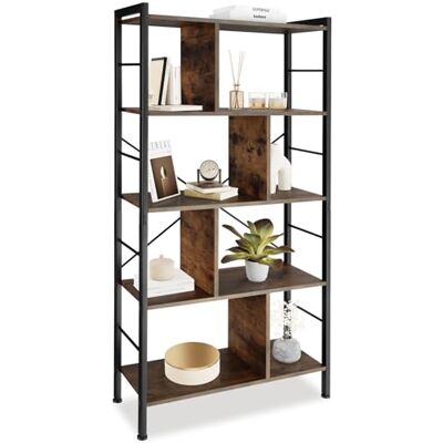 tectake ® Étagère Bibliothèque 75,5 x 30 x 155 cm, 5 niveaux et 8 compartiments Meuble de rangement Bibliotheque Style industriel Meuble Salon Bureau Chambre Etagere rangement Etagere livre, Bois foncé - Publicité tectake ® Étagère Bibliothèque 75,5 x 30 x 155 cm, 5 niveaux et 8 compartiments Meuble de rangement Bibliotheque Style industriel Meuble Salon Bureau Chambre Etagere rangement Etagere livre, Bois foncé - Publicité