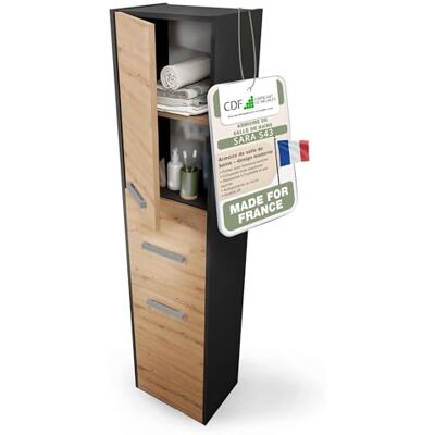 CDF Meuble Salle de Bain Colonne Salle de Bain larg. 30 cm Armoire de Rangement Colonne Haute Meuble Etroit avec Étagères Toilette Petits Espaces Chêne Artisan/Anthracite 30x30x170 cm Montage Facile - Publicité CDF Meuble Salle de Bain Colonne Salle de Bain larg. 30 cm Armoire de Rangement Colonne Haute Meuble Etroit avec Étagères Toilette Petits Espaces Chêne Artisan/Anthracite 30x30x170 cm Montage Facile - Publicité