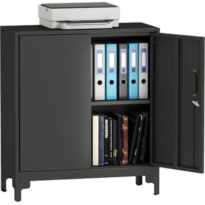 HOMCOM Armoire de Bureau à 2 Niveaux 2 Portes Métal 80 x 35 x 91 cm Noir Portes Verrouillables, Meuble de Rangement Bureau, Armoire à Dossiers, pour Domicile, Garage - Publicité HOMCOM Armoire de Bureau à 2 Niveaux 2 Portes Métal 80 x 35 x 91 cm Noir Portes Verrouillables, Meuble de Rangement Bureau, Armoire à Dossiers, pour Domicile, Garage - Publicité