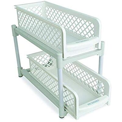Calicosy CASÂME Petite Étagère de Rangement 2 Tiroirs Paniers Coulissants et Amovibles 2 Niveaux Gain de Place Pour Placard Dessous d'Évier Cuisine Plastique Blanc H19,5cm - Publicité Calicosy CASÂME Petite Étagère de Rangement 2 Tiroirs Paniers Coulissants et Amovibles 2 Niveaux Gain de Place Pour Placard Dessous d'Évier Cuisine Plastique Blanc H19,5cm - Publicité