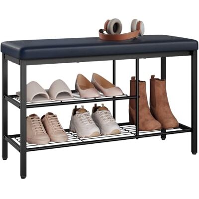 WOLTU Banc Chaussures Entrée, Banc de Rangement, Siège Rembourré, à 3 Étagères, pour Bottes et Chaussures, en Similicuir et Métal, Entrée, Couloir, Salon, 80x30x50 cm, Noir - Publicité WOLTU Banc Chaussures Entrée, Banc de Rangement, Siège Rembourré, à 3 Étagères, pour Bottes et Chaussures, en Similicuir et Métal, Entrée, Couloir, Salon, 80x30x50 cm, Noir - Publicité