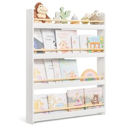 SONGMICS Étagère à Livres pour Enfants, Bibliothèque à 4 Niveaux, Étagère Murale à Jouets, pour Chambre d’Enfant, Salle de Jeux, Blanc et Naturel GKR014W01 - Publicité SONGMICS Étagère à Livres pour Enfants, Bibliothèque à 4 Niveaux, Étagère Murale à Jouets, pour Chambre d’Enfant, Salle de Jeux, Blanc et Naturel GKR014W01 - Publicité