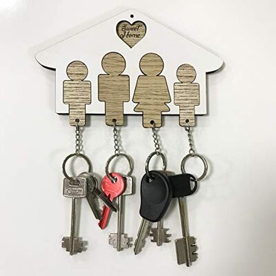 Creative Porte-clés en bois en forme de maison – Idée cadeau parfaite pour la famille – Idée cadeau de Noël et de Saint Valentin – Idéal pour décorer votre maison (4 places blanc-couleur bois) - Publicité Creative Porte-clés en bois en forme de maison – Idée cadeau parfaite pour la famille – Idée cadeau de Noël et de Saint Valentin – Idéal pour décorer votre maison (4 places blanc-couleur bois) - Publicité