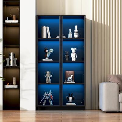Merax Vitrine LED 80x40x160 cm – Meuble Vitrine Verre avec Éclairage LED APP, Double Porte Cadre Aluminium, Étagères Réglables, Armoire Vitrée Salon - Publicité Merax Vitrine LED 80x40x160 cm – Meuble Vitrine Verre avec Éclairage LED APP, Double Porte Cadre Aluminium, Étagères Réglables, Armoire Vitrée Salon - Publicité