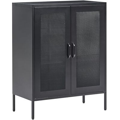 Beliani Buffet Moderne Industriel en Acier Noir avec 2 Portes Transparentes et 3 Étagères - Publicité Beliani Buffet Moderne Industriel en Acier Noir avec 2 Portes Transparentes et 3 Étagères - Publicité