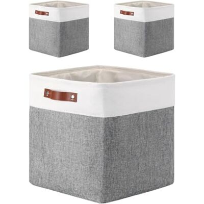 Mangata 25 28 30 33 cm Boite Rangement Tissu, 30x30x30 cm Cube Rangement, Lavable, Pliable, Lot de 3, Gris Blanc - Publicité Mangata 25 28 30 33 cm Boite Rangement Tissu, 30x30x30 cm Cube Rangement, Lavable, Pliable, Lot de 3, Gris Blanc - Publicité