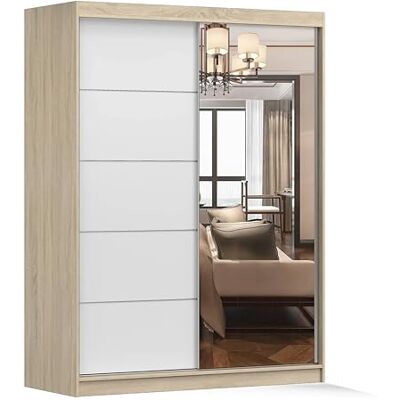 Fabryka Mebli Idźczak Vista 05 Armoire à portes coulissantes Élégante garde-robe avec miroir Convient à la chambre à coucher et au salon, design moderne (sonoma/sonoma) - Publicité Fabryka Mebli Idźczak Vista 05 Armoire à portes coulissantes Élégante garde-robe avec miroir Convient à la chambre à coucher et au salon, design moderne (sonoma/sonoma) - Publicité