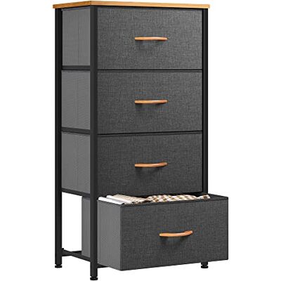 YITAHOME Commode à 4 Tiroirs en Tissu Meuble de Rangement avec Dessus en Bois et Grand Espace de Rangement Chambre à Coucher/ d'enfant, Salon, Gris Profond - Publicité YITAHOME Commode à 4 Tiroirs en Tissu Meuble de Rangement avec Dessus en Bois et Grand Espace de Rangement Chambre à Coucher/ d'enfant, Salon, Gris Profond - Publicité
