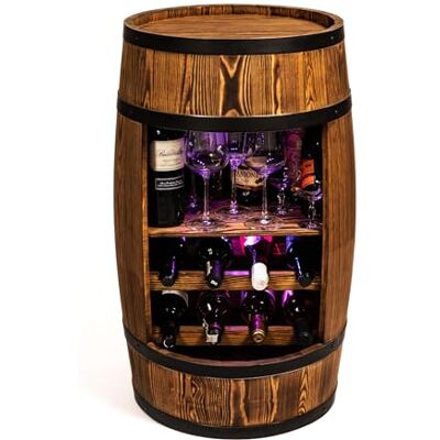Creative Casier à vin Mini bar Armoire à alcool avec LED Tonneau à vin Bar à vin Armoire de bar 80 cm de haut Étagère rétro Bar à whisky Meuble en fût (wengé brûlé au soleil) - Publicité Creative Casier à vin Mini bar Armoire à alcool avec LED Tonneau à vin Bar à vin Armoire de bar 80 cm de haut Étagère rétro Bar à whisky Meuble en fût (wengé brûlé au soleil) - Publicité