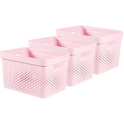 Curver Infinity Dots Lot de 3 grands paniers de rangement 100 % recyclés 17 litres Rose - Publicité Curver Infinity Dots Lot de 3 grands paniers de rangement 100 % recyclés 17 litres Rose - Publicité