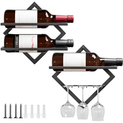 Yorbay Range Bouteille Murale en Métal: Casier à Vin avec Support pour Verres Décorative Moderne pour 3 Bouteilles et jusqu'à 6 Verres – Étagère à Vin Encombrante pour Salon Bar Cuisine - Publicité Yorbay Range Bouteille Murale en Métal: Casier à Vin avec Support pour Verres Décorative Moderne pour 3 Bouteilles et jusqu'à 6 Verres – Étagère à Vin Encombrante pour Salon Bar Cuisine - Publicité
