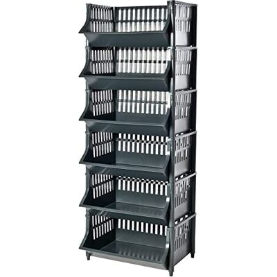 ARTECSIS Étagère Paniers en plastique 6 niveaux / 110x41x30cm, Noir/Rangement Modulable - Publicité ARTECSIS Étagère Paniers en plastique 6 niveaux / 110x41x30cm, Noir/Rangement Modulable - Publicité