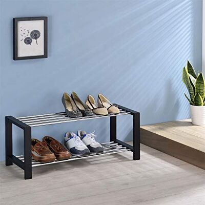IDIMEX Etagère à Chaussures Arina 2 tablettes Noir - Publicité IDIMEX Etagère à Chaussures Arina 2 tablettes Noir - Publicité