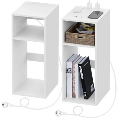 WOLTU 2 pièces Table de Chevet, Table d’appoint avec Station de Charge, Table de Nuit, Bout de Canapé avec Prise, 2 Compartiments Ouverts, 2 Ports USB+2 Prises, Blanc, 25x30x60cm, NTS06ws-2 - Publicité WOLTU 2 pièces Table de Chevet, Table d’appoint avec Station de Charge, Table de Nuit, Bout de Canapé avec Prise, 2 Compartiments Ouverts, 2 Ports USB+2 Prises, Blanc, 25x30x60cm, NTS06ws-2 - Publicité