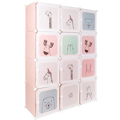 LANTUS Armoire Penderie Portable, Étagère de Rangement, Cubes de Stockage Modulaire en Plastique, Assemblage Facile pour Vêtements, Accessoires, Jouets,110 * 145 * 37cm-Rose - Publicité LANTUS Armoire Penderie Portable, Étagère de Rangement, Cubes de Stockage Modulaire en Plastique, Assemblage Facile pour Vêtements, Accessoires, Jouets,110 * 145 * 37cm-Rose - Publicité