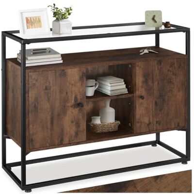 tectake ® Buffet Salon 100 x 38 x 80,5 cm, Style Industriel, Plateau en Verre 95,7 x 30,8 x 0,5 cm, Buffet Salle a Manger, Vaisselier, 6 Compartiments, Meuble de Rangement, Meuble Salon, Bois Foncé - Publicité tectake ® Buffet Salon 100 x 38 x 80,5 cm, Style Industriel, Plateau en Verre 95,7 x 30,8 x 0,5 cm, Buffet Salle a Manger, Vaisselier, 6 Compartiments, Meuble de Rangement, Meuble Salon, Bois Foncé - Publicité