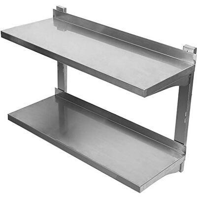LANTUS Étagère Murale INOX 2 Plateaux Rangement Cuisine pour Restaurant, Bar, Maison, Cuisine, buanderie, Garage et buanderie-80 * 30 * 57cm-Acier Inoxydable - Publicité LANTUS Étagère Murale INOX 2 Plateaux Rangement Cuisine pour Restaurant, Bar, Maison, Cuisine, buanderie, Garage et buanderie-80 * 30 * 57cm-Acier Inoxydable - Publicité