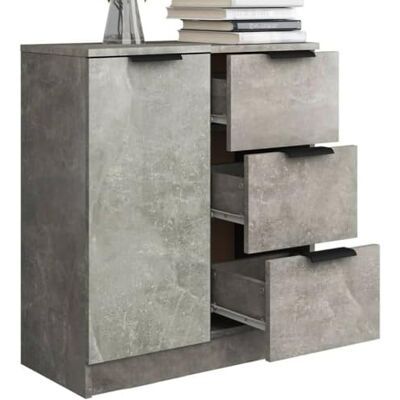 SHALLY DOGAN - Credenza Legno Cemento - 60x30x70 cm - 1 porte 3 tiroirs - armoire - Publicité SHALLY DOGAN - Credenza Legno Cemento - 60x30x70 cm - 1 porte 3 tiroirs - armoire - Publicité