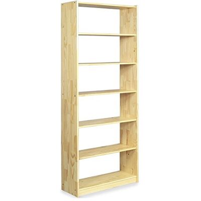 IDIMEX Etagère Regale étagère sur Pied avec 7 tablettes, en pin Massif Vernis Naturel - Publicité IDIMEX Etagère Regale étagère sur Pied avec 7 tablettes, en pin Massif Vernis Naturel - Publicité