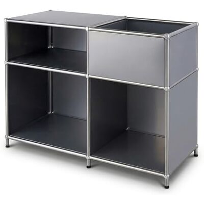 KARAT Étagère Métallique Concept Epure MK-030 – Meuble de Rangement avec 3 Niveaux et Compartiment Fermé, Buffet Moderne pour Salon, Bureau ou Chambre (Gris) - Publicité KARAT Étagère Métallique Concept Epure MK-030 – Meuble de Rangement avec 3 Niveaux et Compartiment Fermé, Buffet Moderne pour Salon, Bureau ou Chambre (Gris) - Publicité