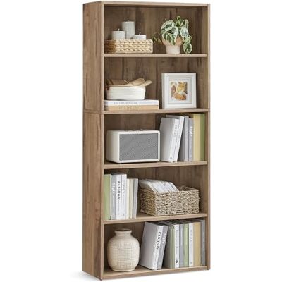 VASAGLE Bibliothèque, Étagère sur 5 Niveaux, Meuble de Rangement Ouvert, Étagère, 24 x 60 x 134,2 cm, pour Salon, Bureau, Salle à Manger, Marron Camel LBC165T50 - Publicité VASAGLE Bibliothèque, Étagère sur 5 Niveaux, Meuble de Rangement Ouvert, Étagère, 24 x 60 x 134,2 cm, pour Salon, Bureau, Salle à Manger, Marron Camel LBC165T50 - Publicité