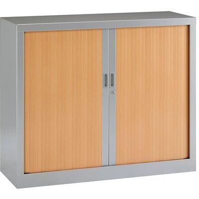 VINCO Armoire Basse à Rideaux monoblocs Generic 100 x 120 cm alu- hêtre - Publicité VINCO Armoire Basse à Rideaux monoblocs Generic 100 x 120 cm alu- hêtre - Publicité