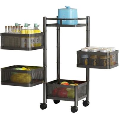 Crevyteg 3 étages à Légumes avec Roulettes Chariot de Rangement à 3 Niveaux Roulettes Dépliables 360° Organisateur de Garde Manger Corbeille à Fruits en Métal Acier Légumes Paniers Rotatifs Noir, Blanc - Publicité Crevyteg 3 étages à Légumes avec Roulettes Chariot de Rangement à 3 Niveaux Roulettes Dépliables 360° Organisateur de Garde Manger Corbeille à Fruits en Métal Acier Légumes Paniers Rotatifs Noir, Blanc - Publicité